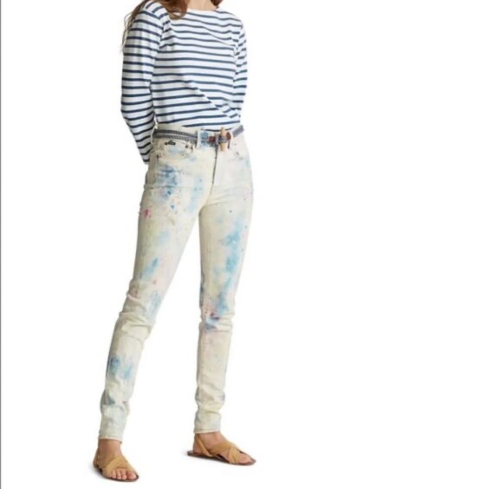 Polo Ralph Lauren Paint Splatter High Rise Skinny Ankle Jeans 26